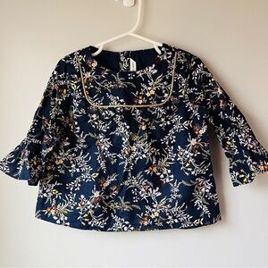 Janie and Jack Girls Botanical Navy Swing Top